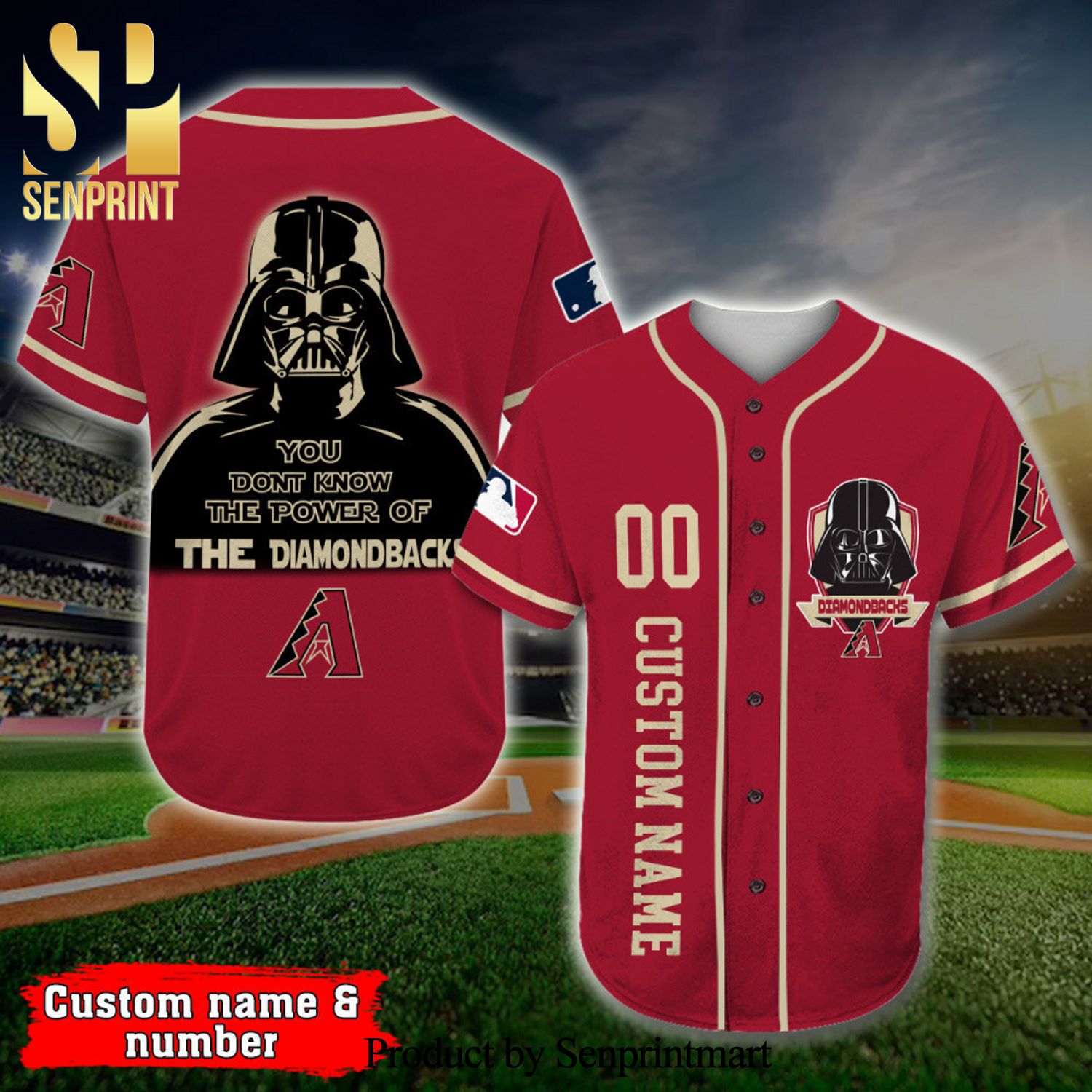 Personalized Arizona Diamondbacks Darth Vader Star Wars Full Printing Baseball Jersey