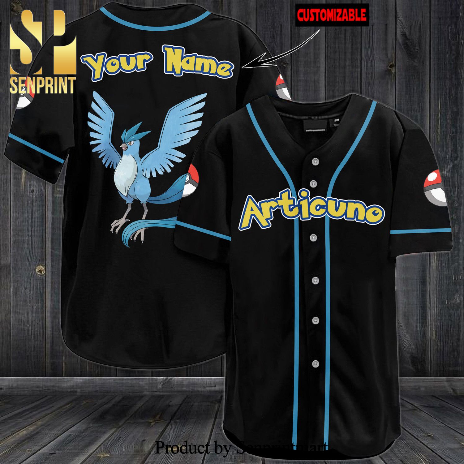 Personalized Articuno All Over Print Baseball Jersey – Black