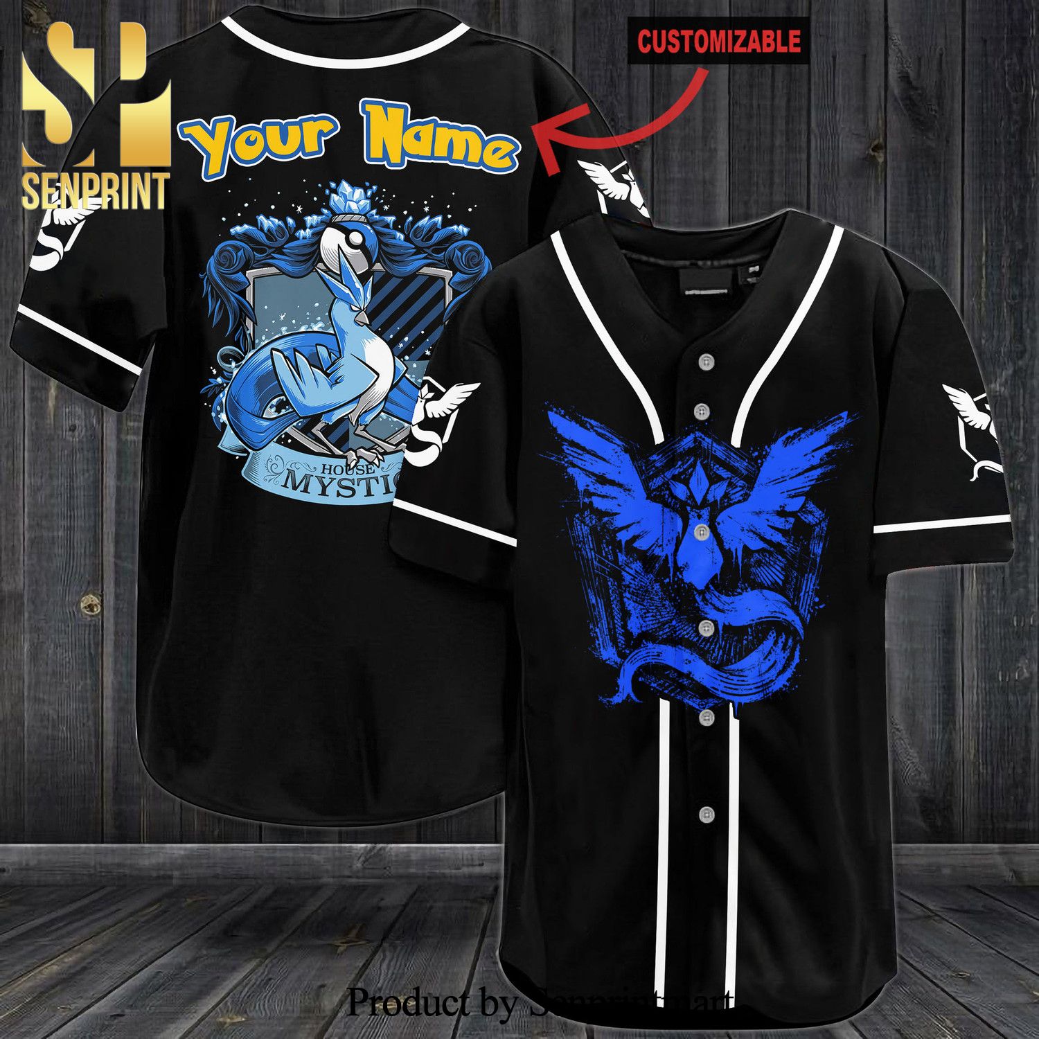 Personalized Articuno Mystic All Over Print Baseball Jersey – Black