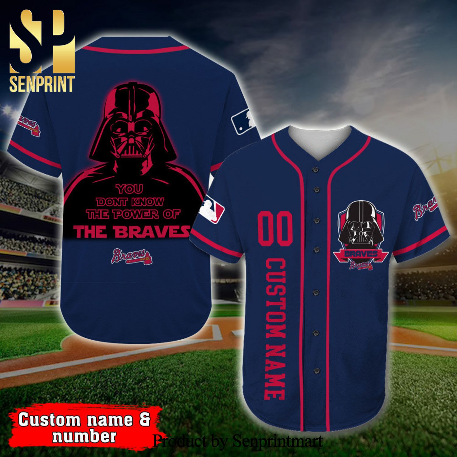 Personalized Atlanta Braves Darth Vader Star Wars Full Printing Baseball Jersey