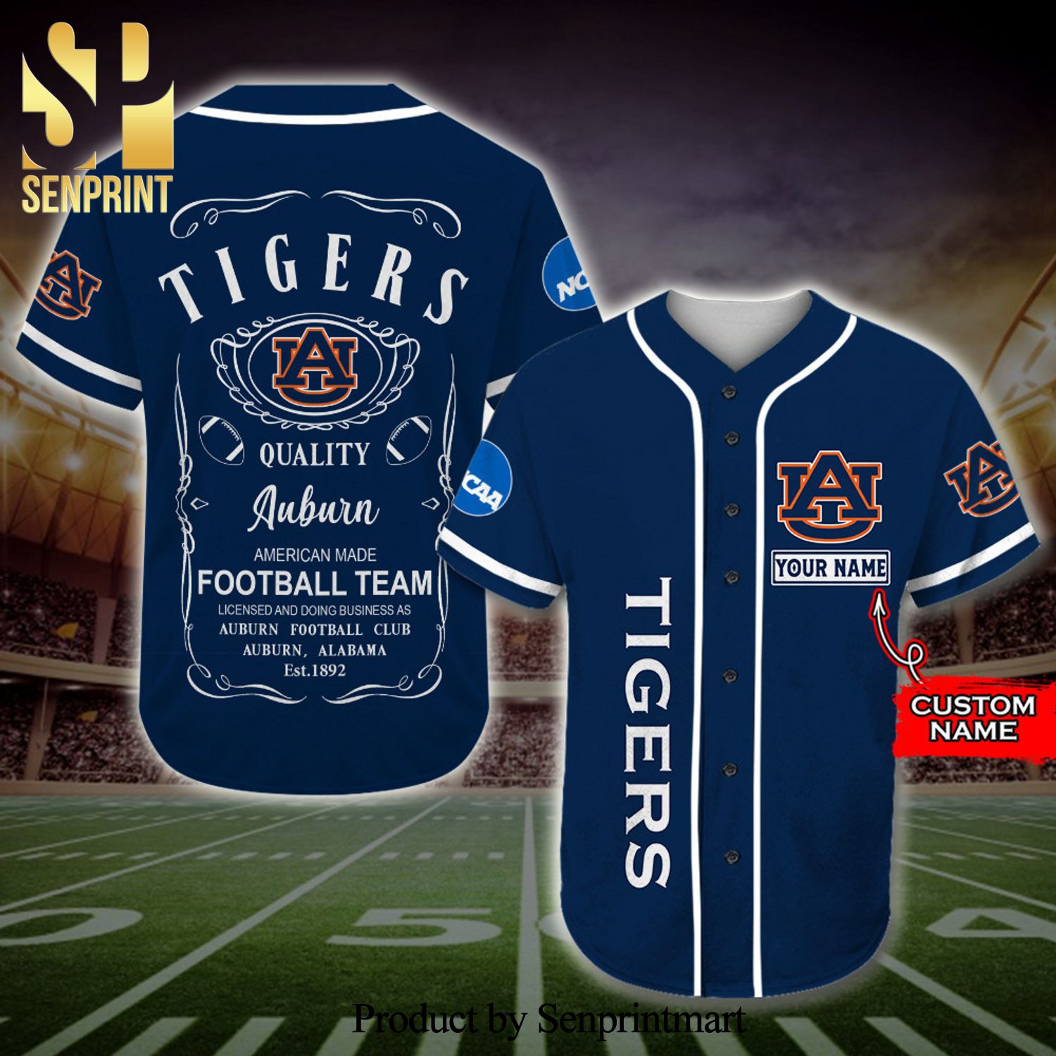 Personalized Auburn Tigers Jack Daniel's Full Printing Baseball