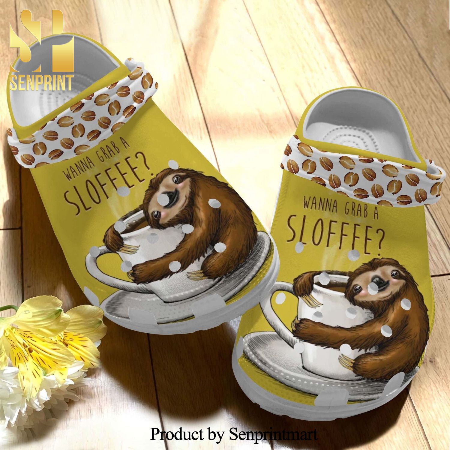 Wanna Grab A Sloffee Cute Sloth Gift For Lover Street Style Crocs Shoes