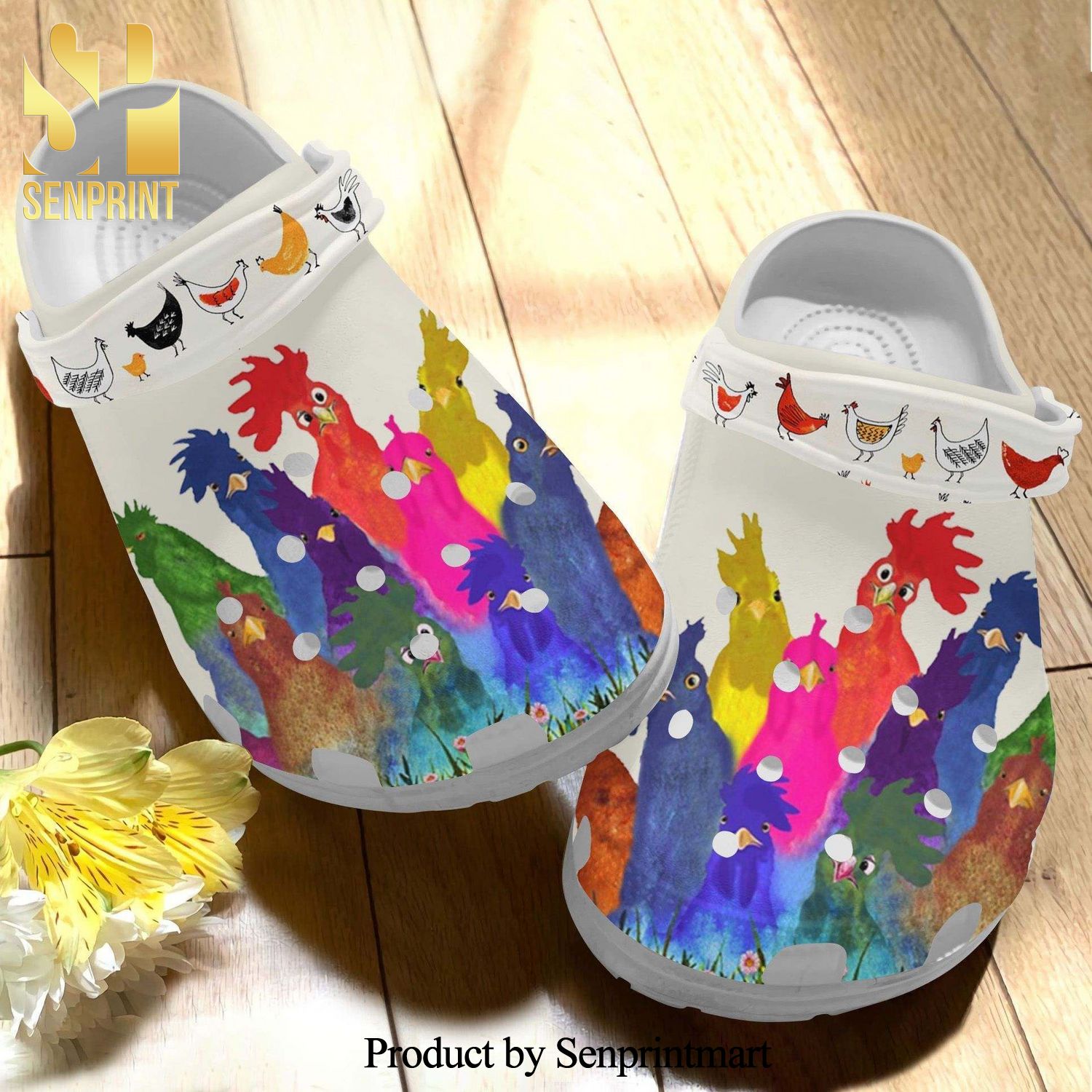 Water Color Rooster Chicken Gift For Lover New Outfit Crocs Crocband