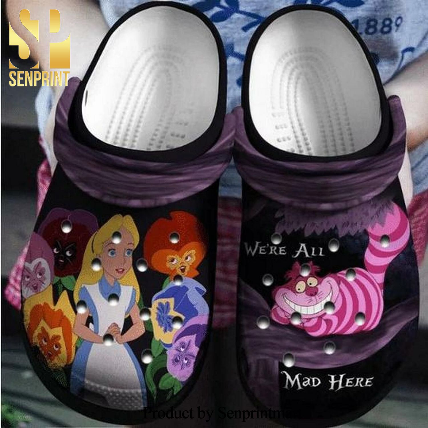We’Re All Mad Here Custom Name Gift For Lover 3D Crocs Crocband In Unisex Adult Shoes