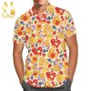 Mickey Mouse Surfing Disney Cartoon Graphics Colorful Stripe Full Printing Combo Hawaiian Shirt And Beach Shorts
