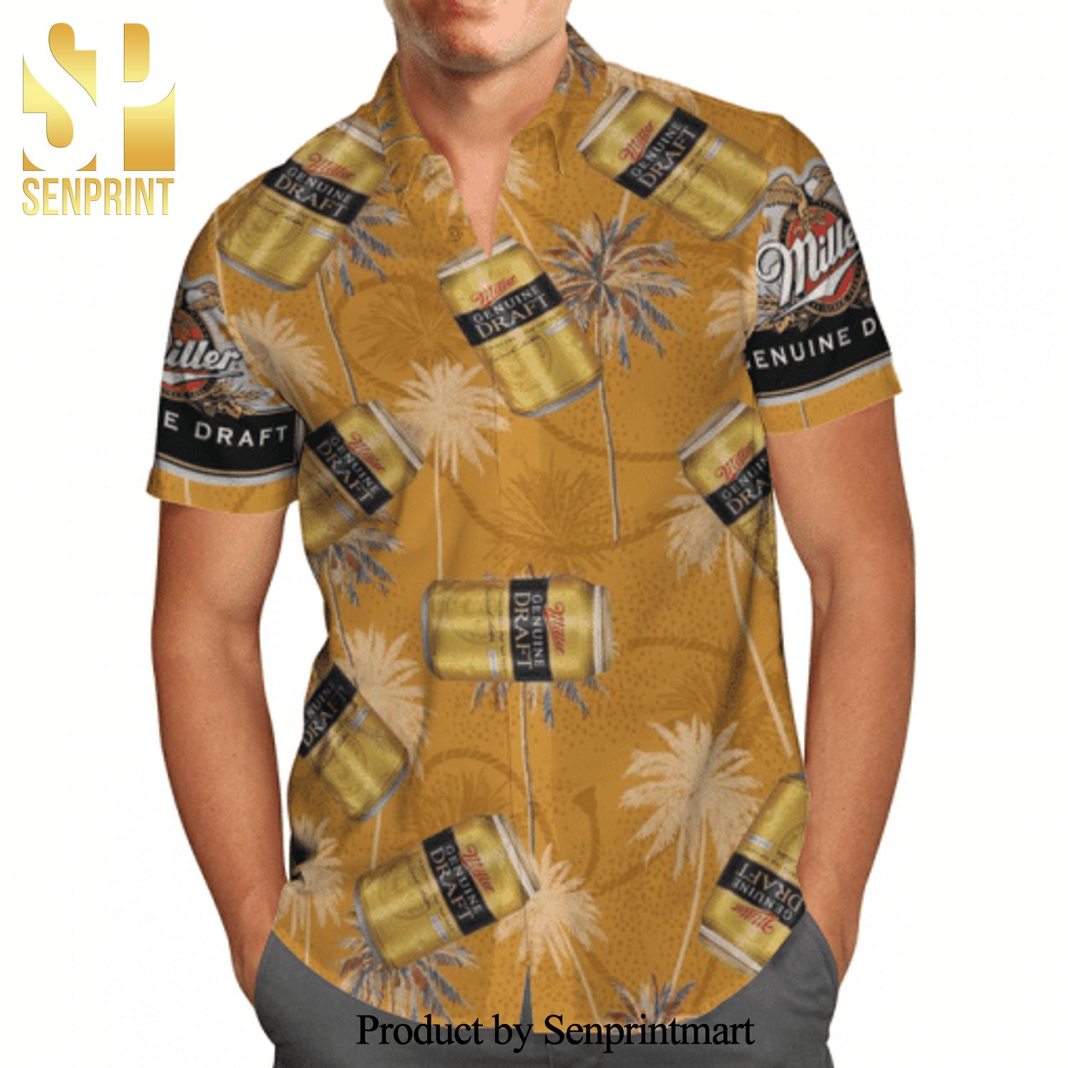 Miller Genuine Draft Full Printing Hawaiian Shirt – Yellow