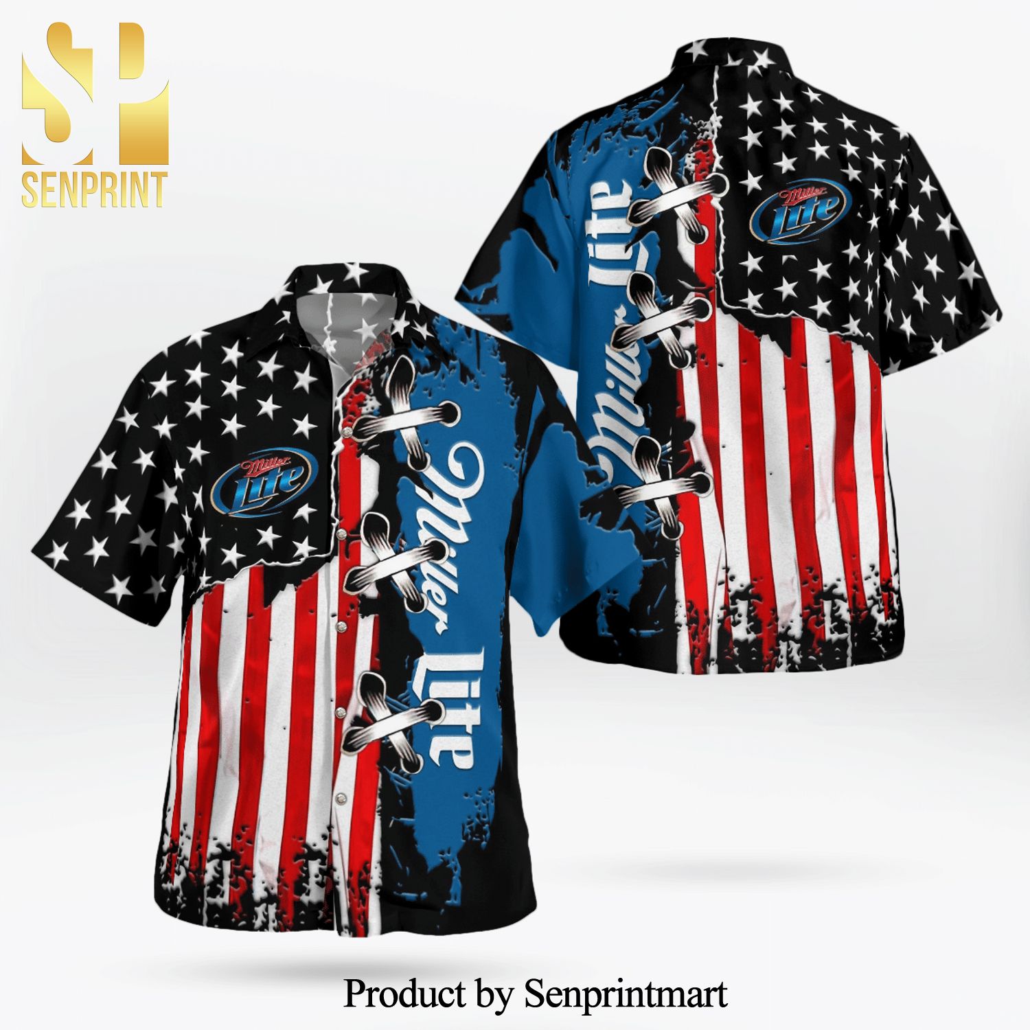 Miller Lite Full Printing Hawaiian Shirt – American Flag Color