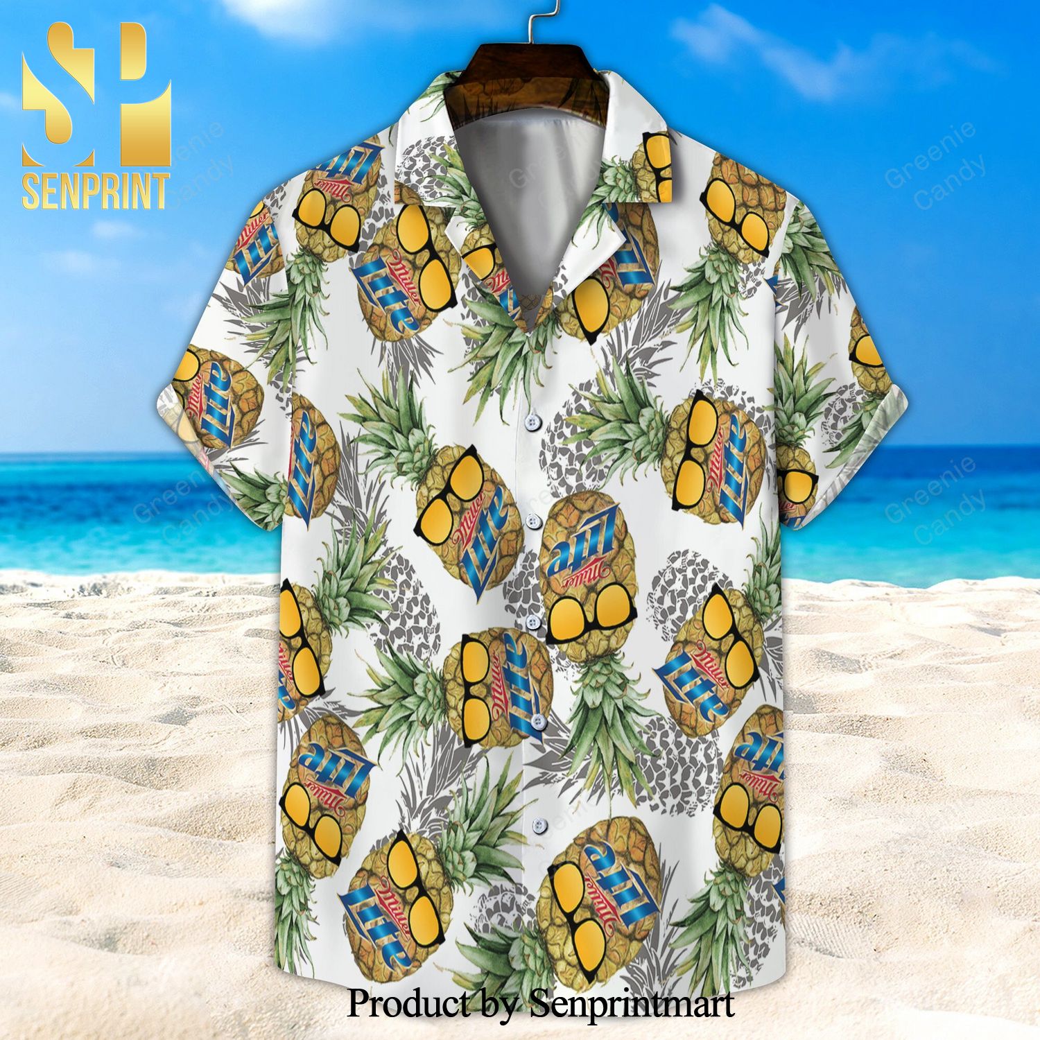 Miller Lite Funny Pineapple Full Printing Unisex Hawaiian Shirt And Beach Short - White
