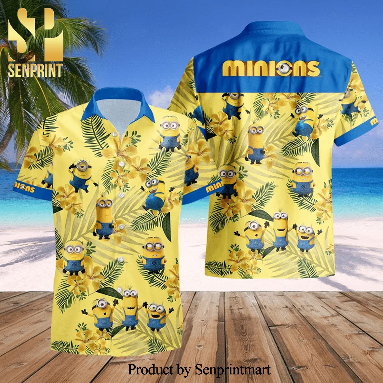 Minions Costume Disney Full Printing Hawaiian Shirt – Yellow Blue