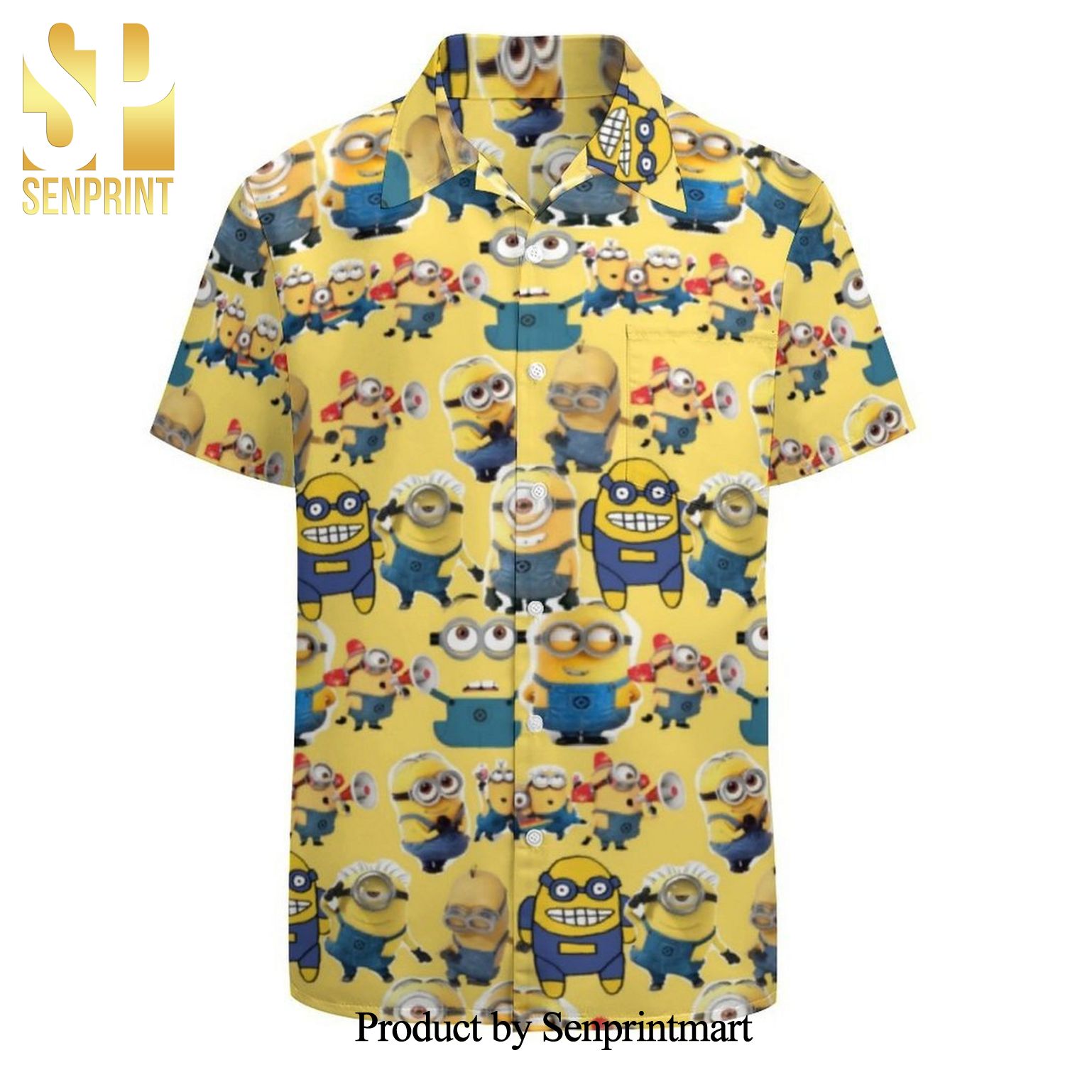 Minions Yellow Cute Pattern Disney Full Printing Hawaiian Shirt