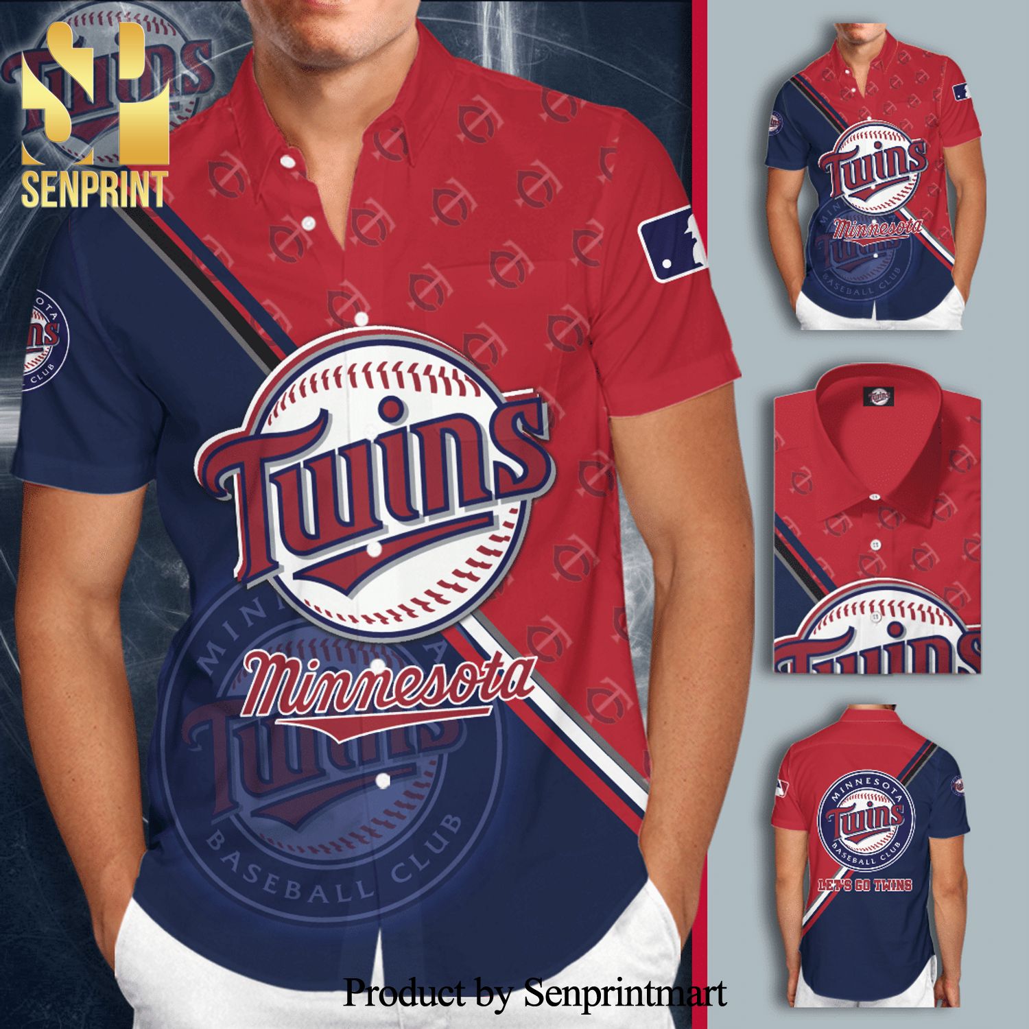 Personalized Minnesota Twins All Over Print 3D Aloha Summer Beach Hawaiian  Shirt - Blue - T-shirts Low Price