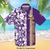 Minnesota Vikings Logo Full Printing Short Sleeve Dress Shirt Hawaiian Summer Aloha Beach Shirt – Yellow Purple