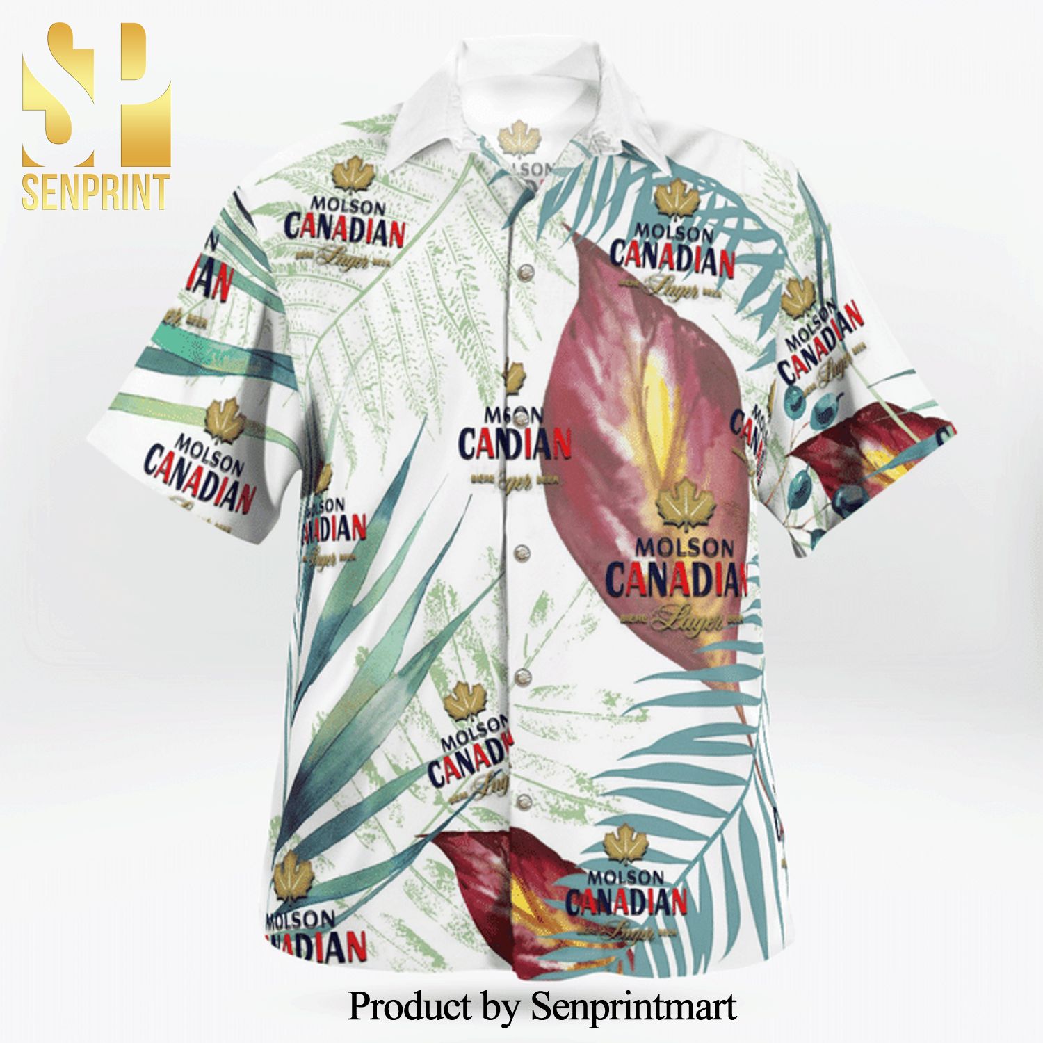 Molson Canadian Beer Full Printing Flowery Aloha Summer Beach Hawaiian Shirt – White