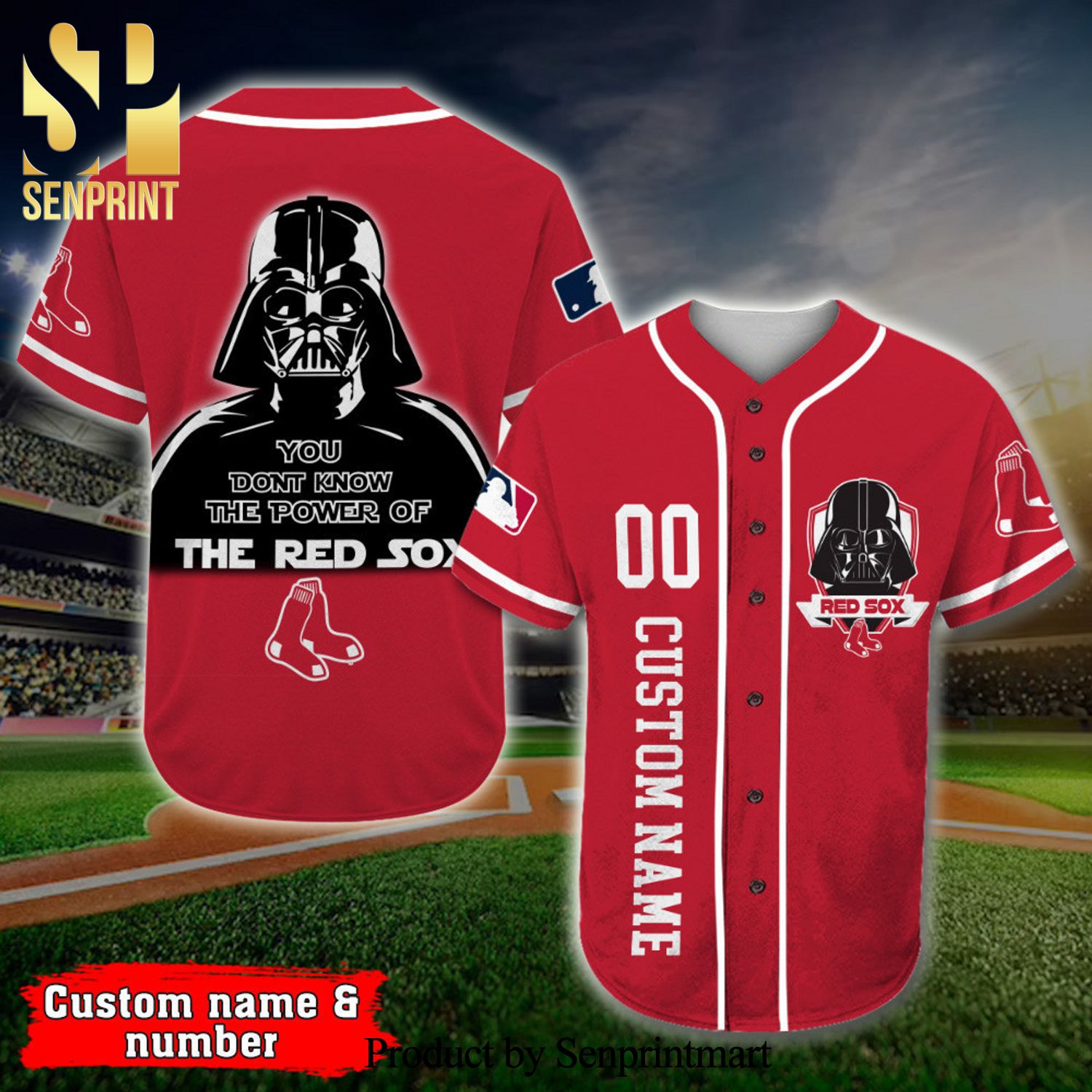 Personalized Boston Red Sox Darth Vader Star Wars Full Printing Baseball Jersey