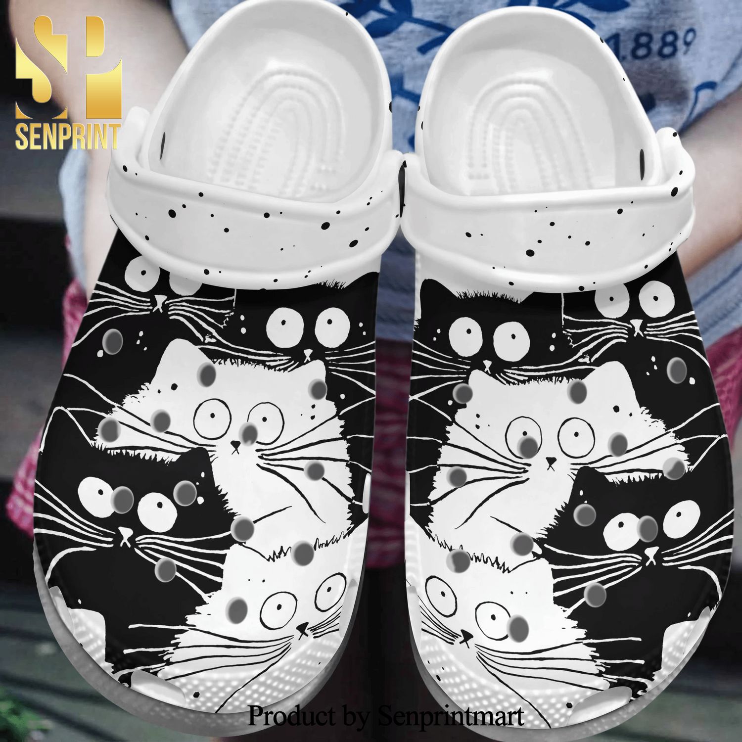 White Cats And Black Cats Meme Anime Cat Gift For Lover Rubber Crocs Shoes