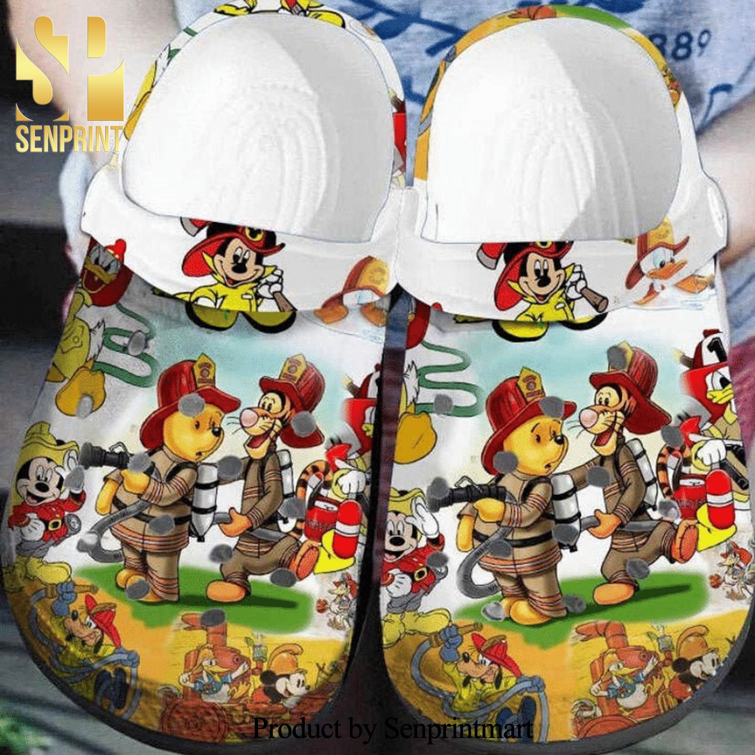 Winnie The Pooh Firefighter 3D Crocs Crocband Adult Clogs