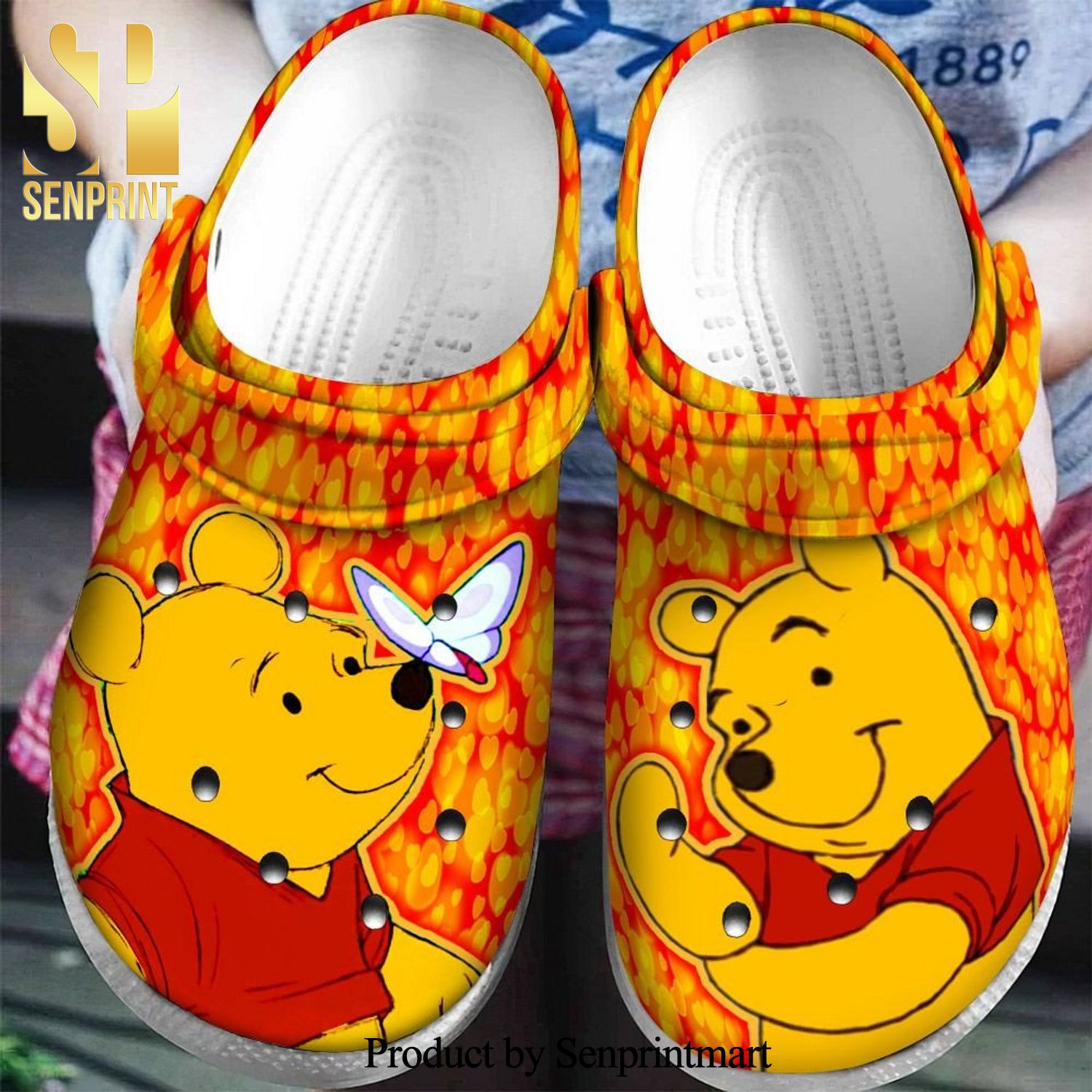 Winnie The Pooh Pooh Band Butterfly Full Printed Crocs Crocband