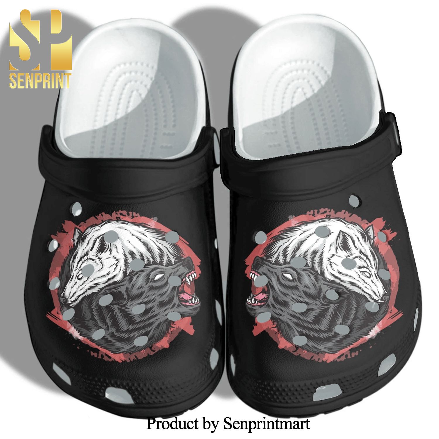 Wolf Couple Bw Gift For Lover New Outfit Crocs Sandals