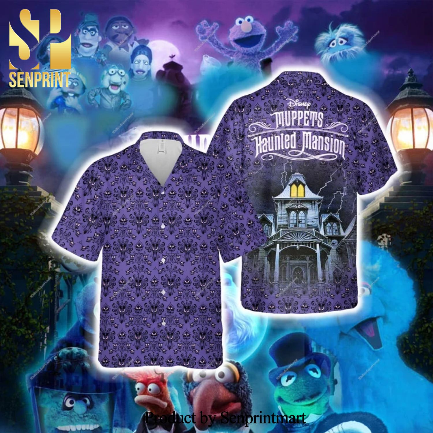 Muppets Haunted Mansion Disney Full Printing Hawaiian Shirt – Purple