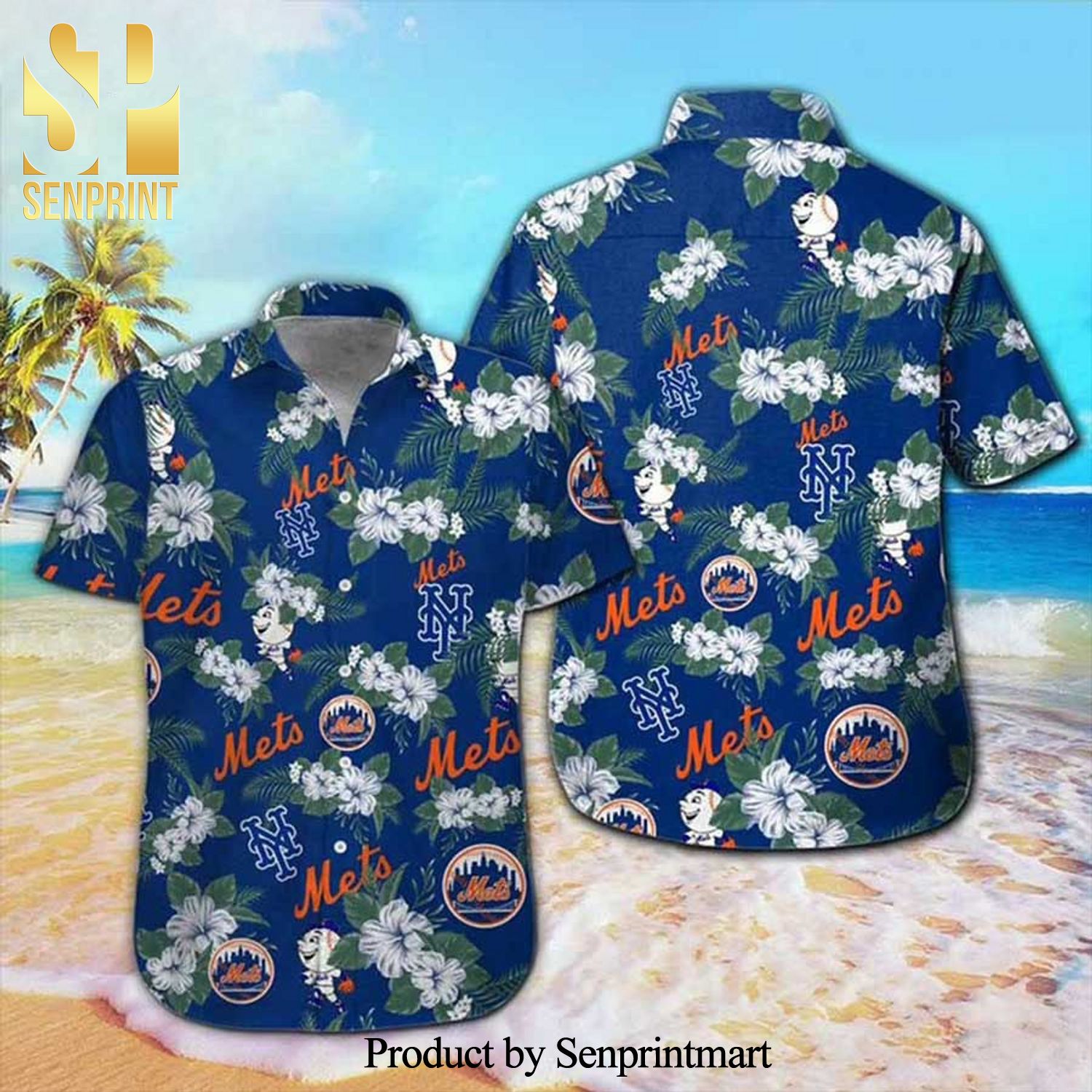 New York Mets MLB Full Printing Flowery Aloha Summer Beach Hawaiian Shirt – Navy