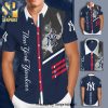 New York Yankees Full Printing Stripes Flowery Aloha Summer Beach Hawaiian Shirt – Navy