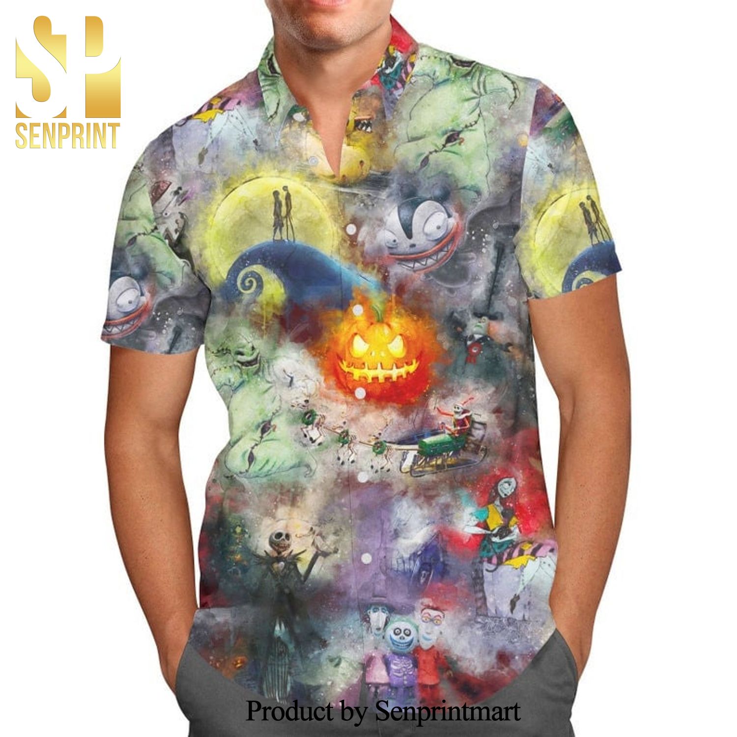 Nightmare Before Christmas Disney Cartoon Graphics Full Printing Hawaiian Shirt