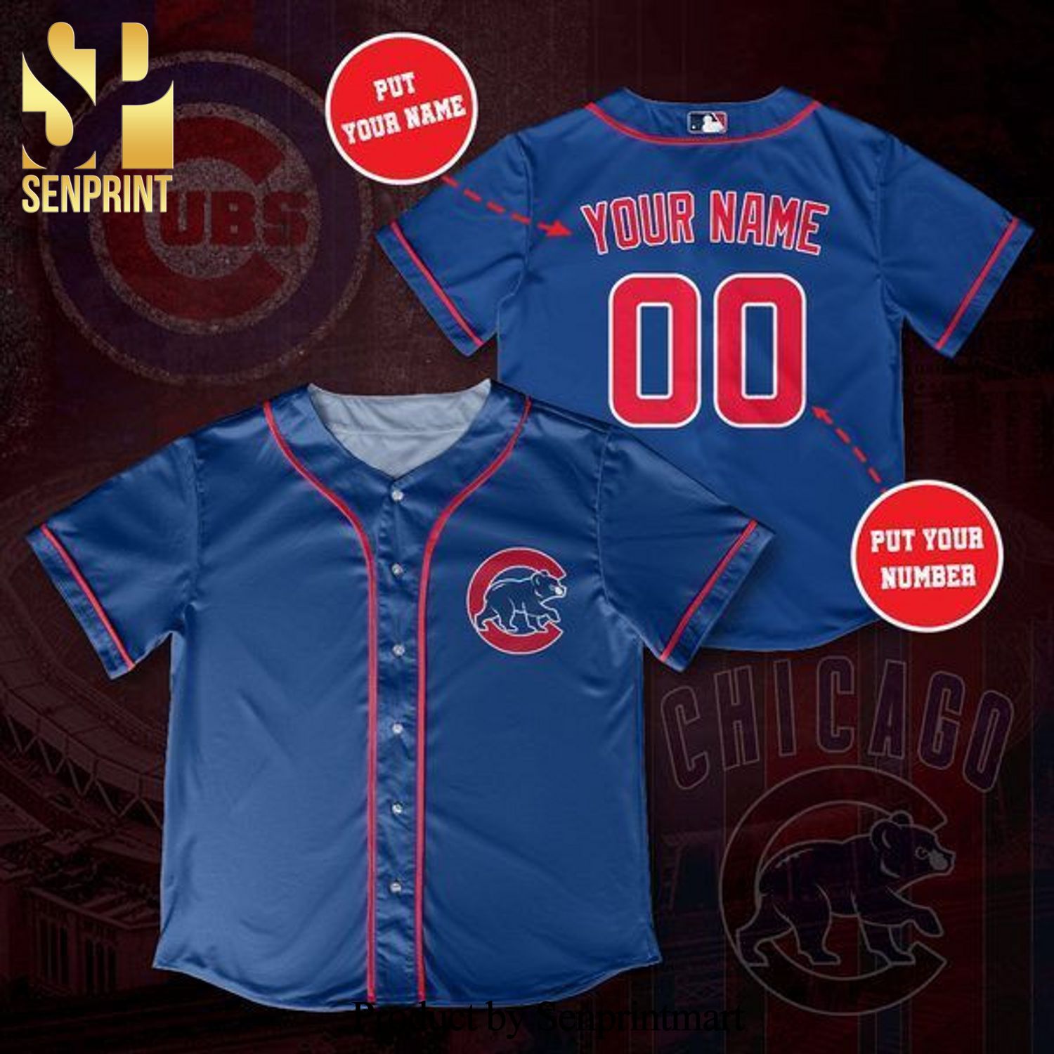 Personalized Chicago Cubs Full Printing Unisex Baseball Jersey – Navy