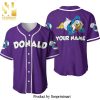 Personalized Chilling Donald Duck Disney All Over Print Baseball Jersey – Pink