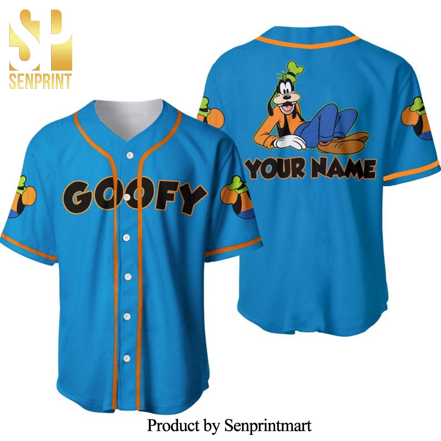 Personalized Chilling Goofy Dog Disney All Over Print Baseball Jersey – Blue