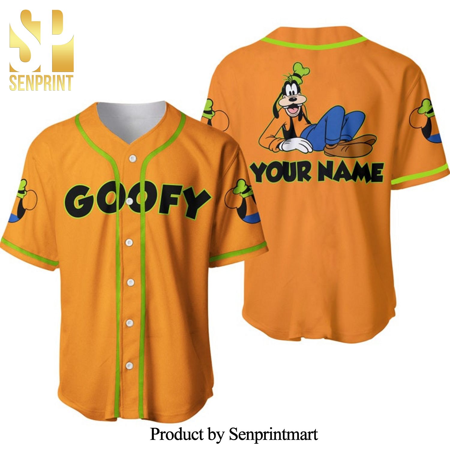 Personalized Chilling Goofy Dog Disney All Over Print Baseball Jersey – Orange