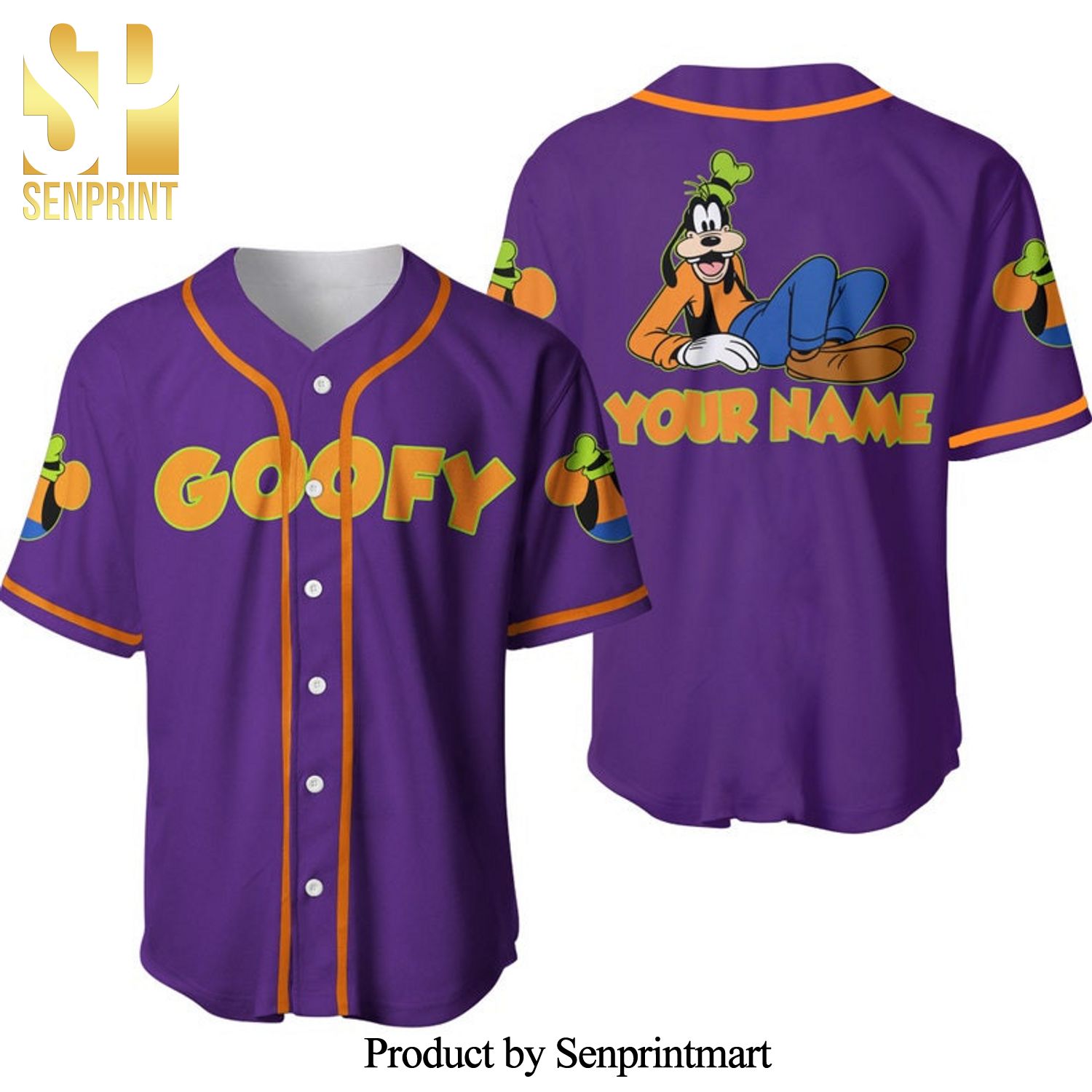 Personalized Chilling Goofy Dog Disney All Over Print Baseball Jersey – Purple