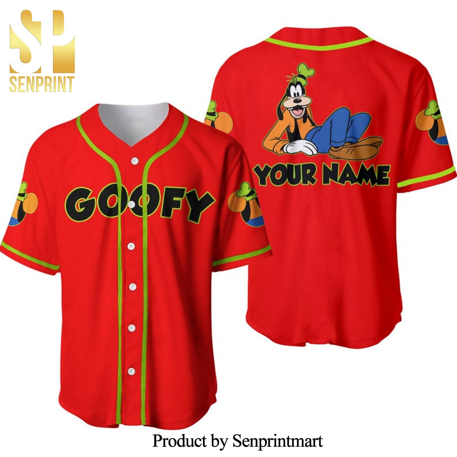 Personalized Chilling Goofy Dog Disney All Over Print Baseball Jersey – Red