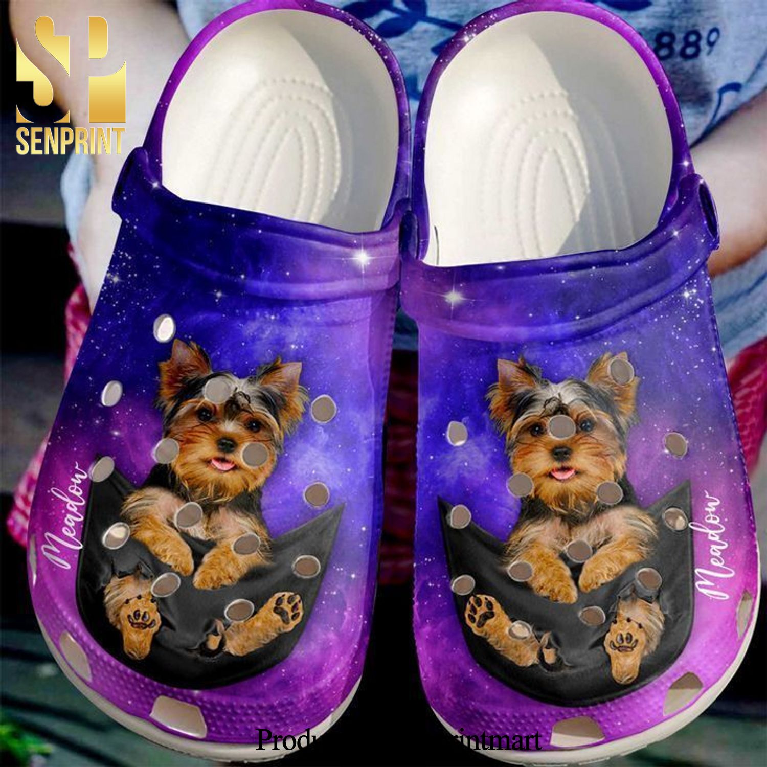 Yorkshire Terrier Personalized Yorkie Pocket Galaxy All Over Printed Crocs Sandals
