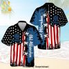 Old Milwaukee’s Usa Flag Cross Stitch Full Printing Aloha Summer Beach Hawaiian Shirt – Black Blue