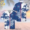 Pabst Blue Ribbon Smoky Blue Skull Full Printing Aloha Summer Beach Hawaiian Shirt – Black