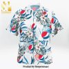 Pepsi USA Flag Cross Stitch Full Printing Aloha Summer Beach Hawaiian Shirt – Blue Black