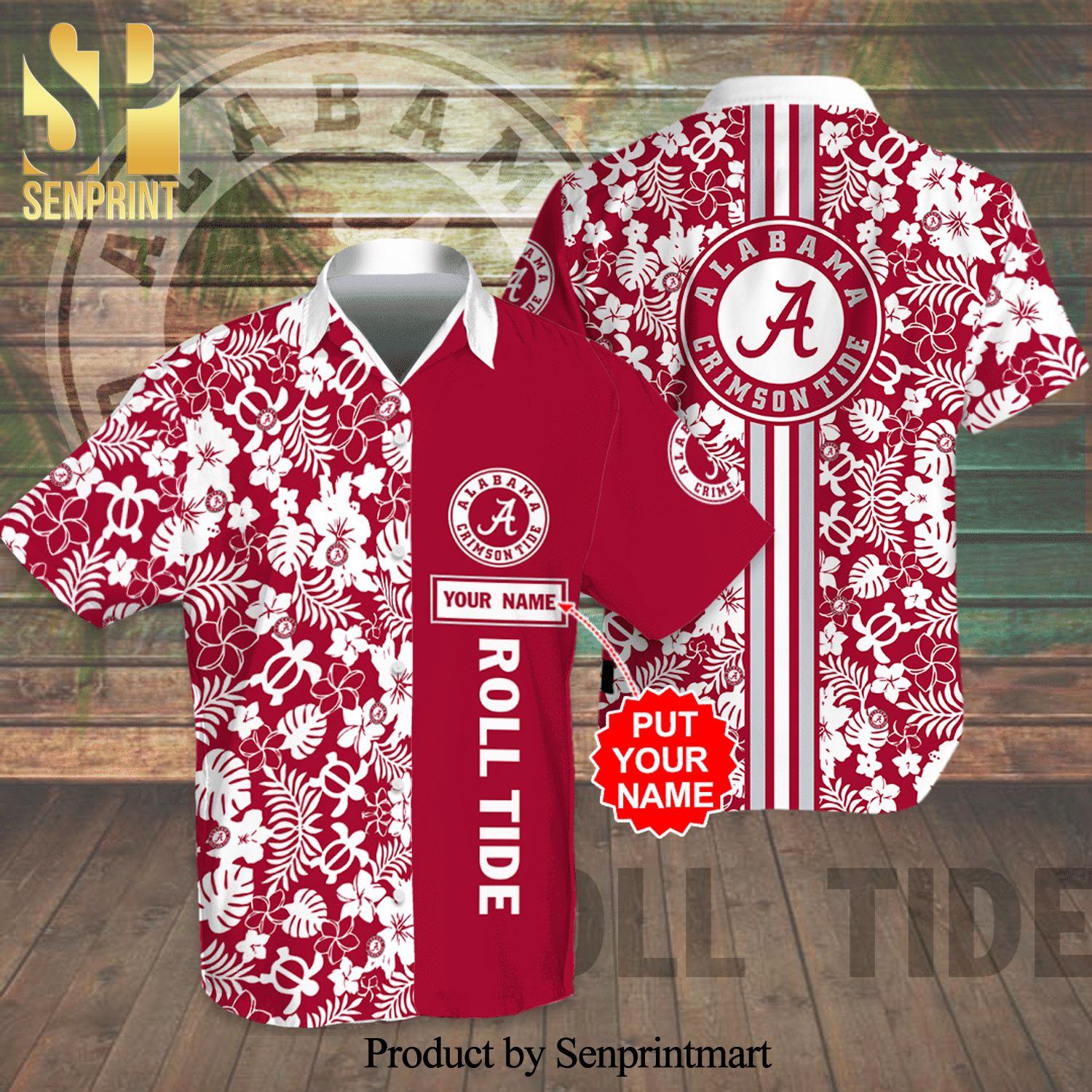 Personalized Alabama Crimson Tide Full Printing Flowery Aloha Summer Beach Hawaiian Shirt And Beach Shorts – Red