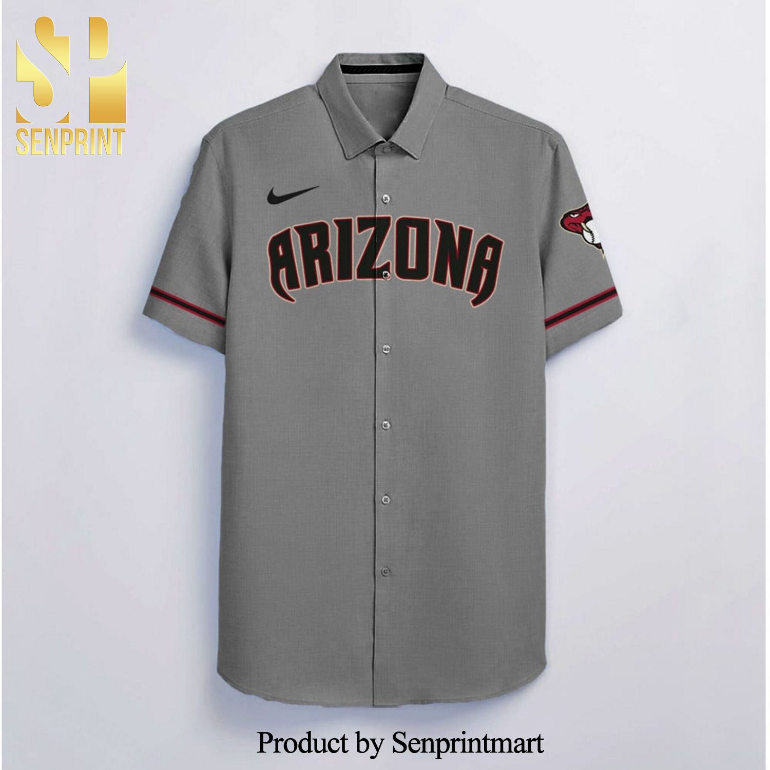 Personalized Arizona Diamondbacks Full Printing Hawaiian Shirt – Gray