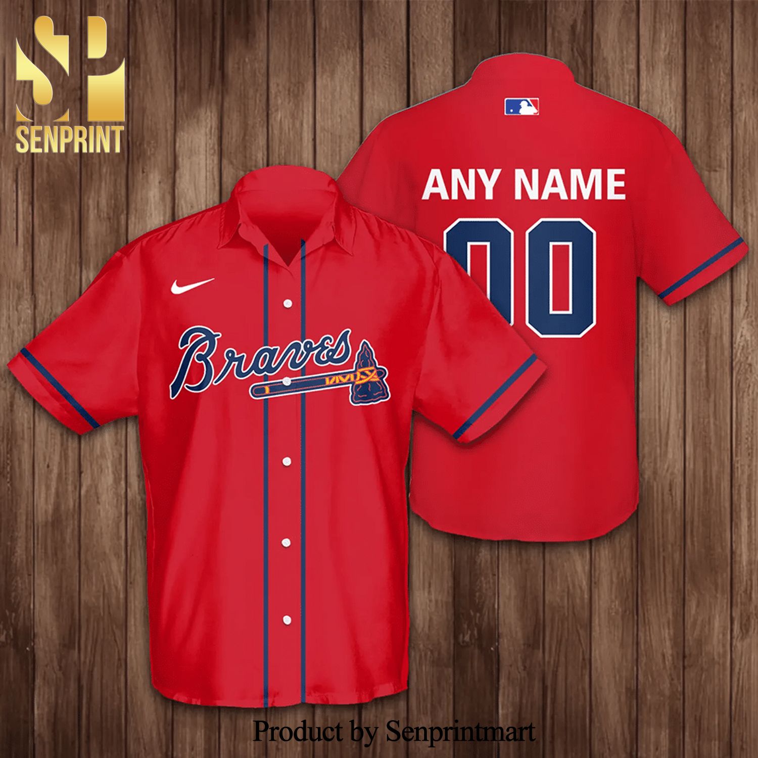 Personalized Atlanta Braves Baseball Full Printing 3D Hawaiian Shirt – Red