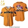 Personalized Chilling Minnie Mouse Disney All Over Print Baseball Jersey – Blue