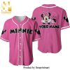 Personalized Chilling Minnie Mouse Disney All Over Print Baseball Jersey – Purple