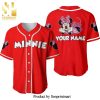 Personalized Chilling Pink Minnie Mouse Disney All Over Print Baseball Jersey – Black