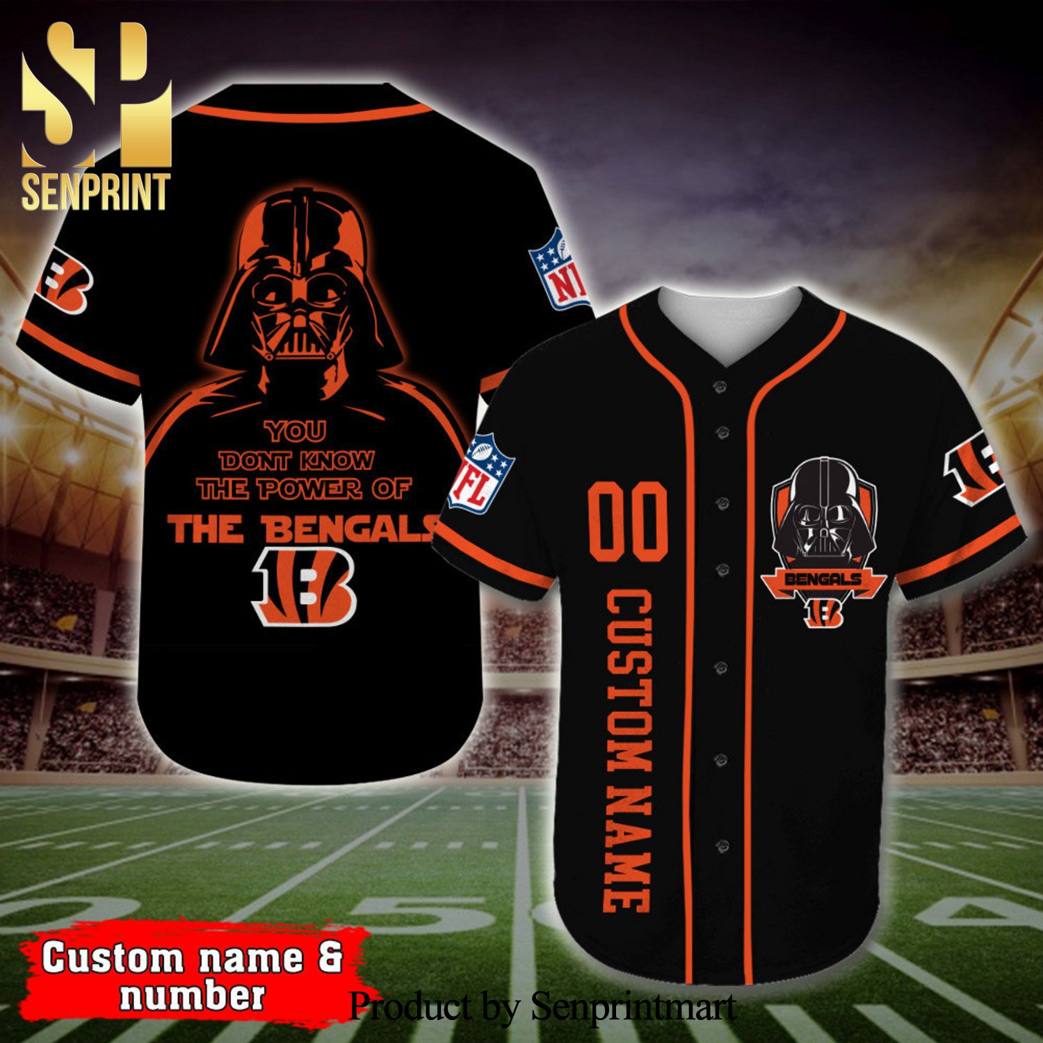 Personalized Cincinnati Bengals Darth Vader Star Wars Full Printing Baseball Jersey