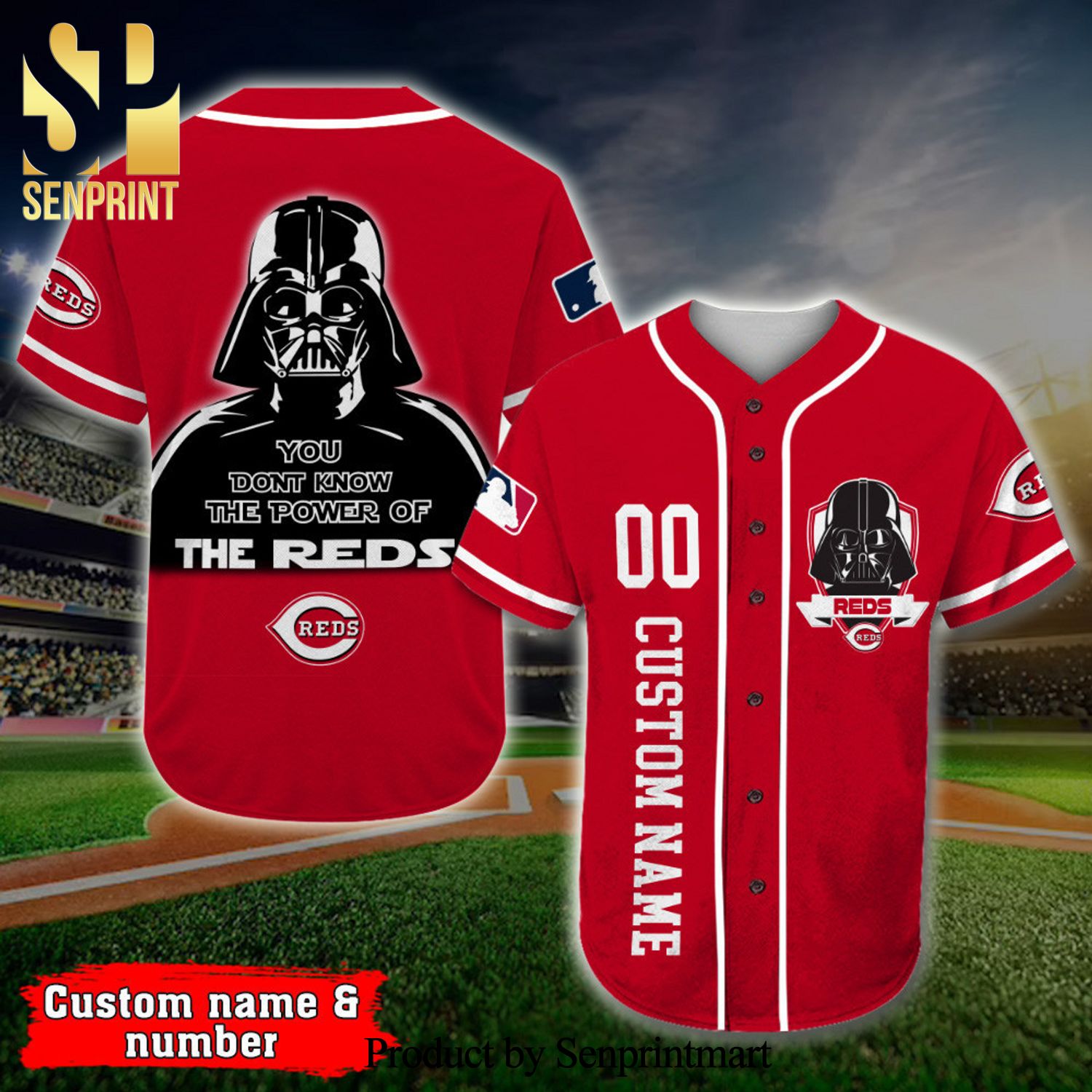 Personalized Cincinnati Reds Darth Vader Star Wars Full Printing Baseball Jersey - Red