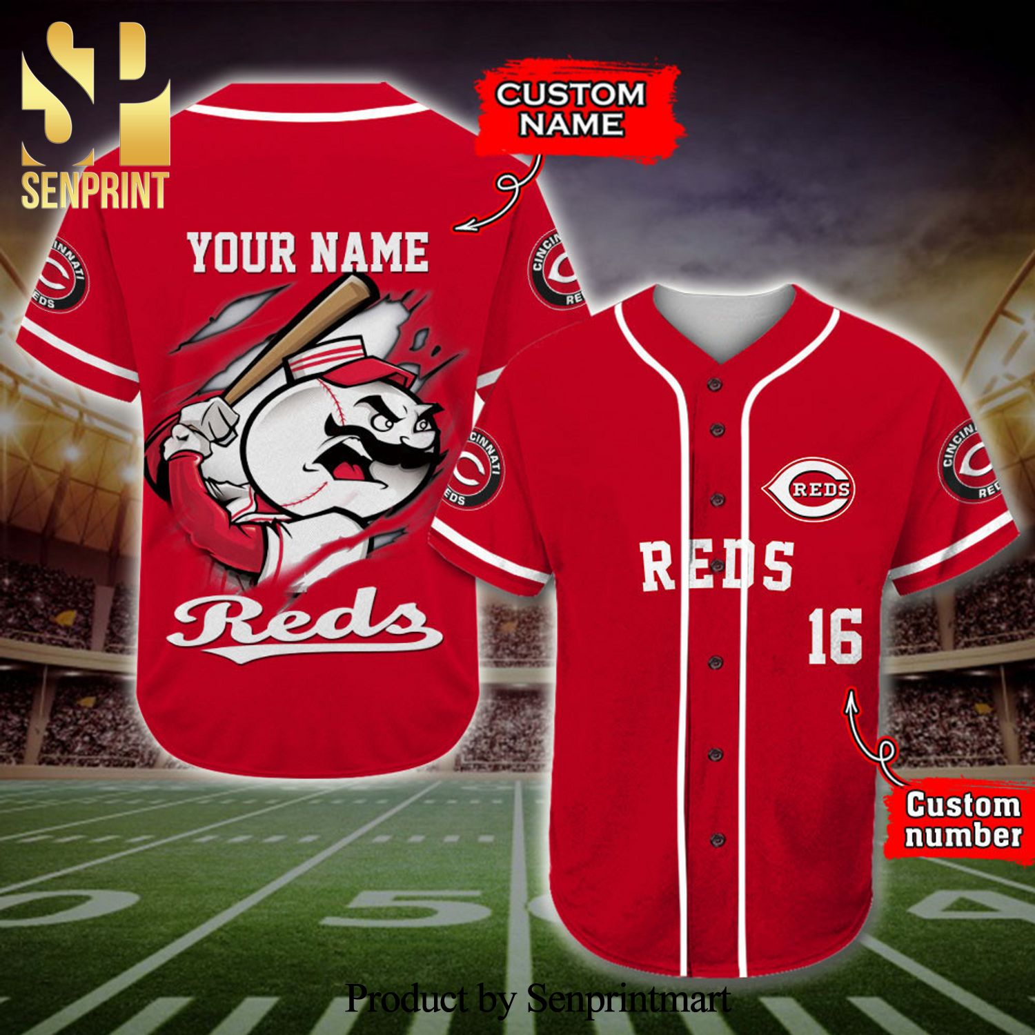 Personalized Cincinnati Reds Full Printing Baseball Jersey