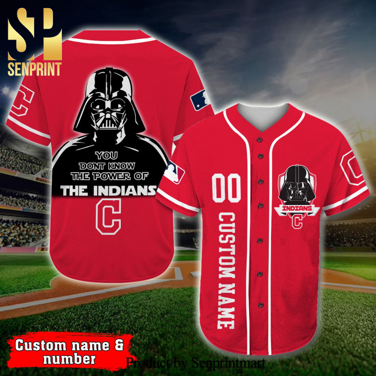 Personalized Cleveland Indians Darth Vader Star Wars Full Printing Baseball Jersey