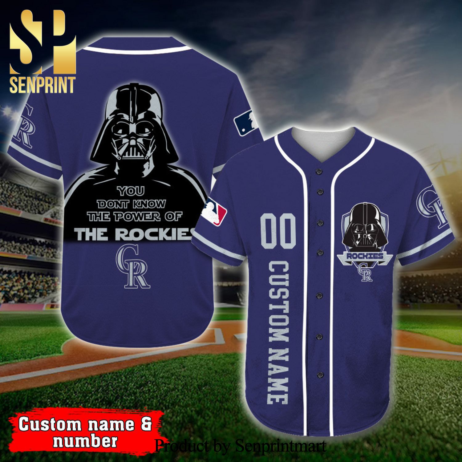 Personalized Colorado Rockies Darth Vader Star Wars Full Printing Baseball Jersey
