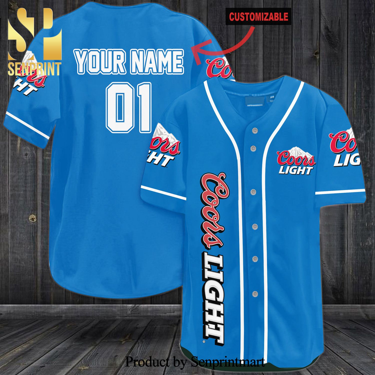 Personalized Coors Light All Over Print Baseball Jersey – Blue