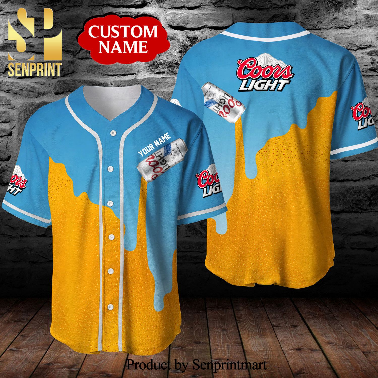 Personalized Coors Light Beer Full Printing Unisex Baseball Jersey Shirt – Blue & Orange
