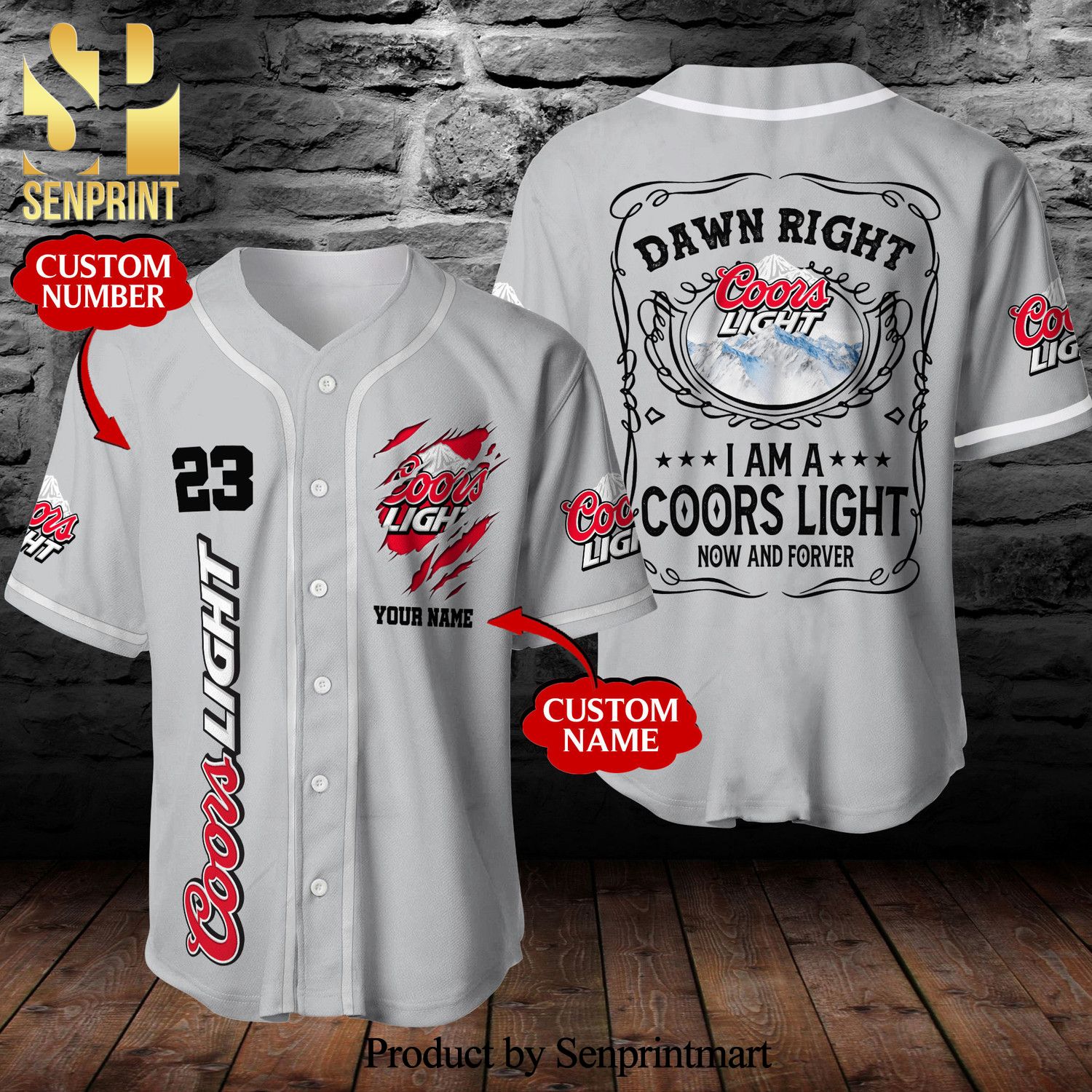 Personalized Coors Light Now & Forever All Over Print Unisex Baseball Jersey - Light Gray